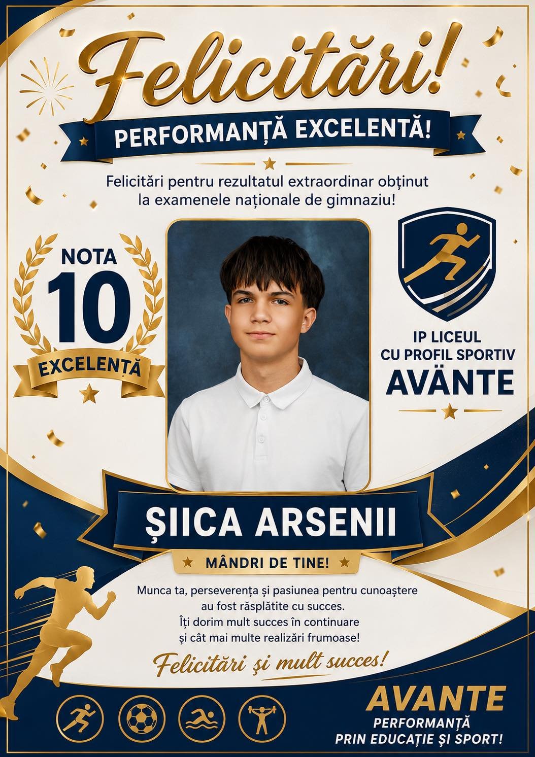 Excelența se construiește prin muncă: Arsenii Șiica – nota 10 la examenul național